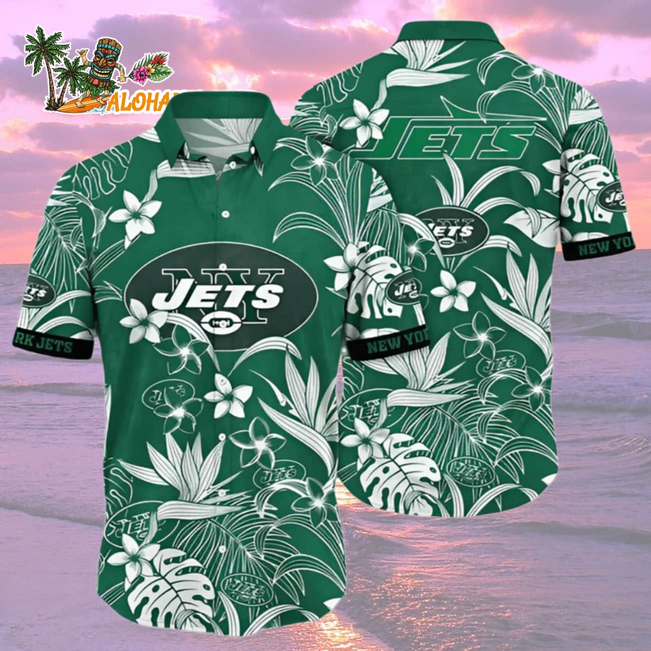 New York Jets Hawaiian Shirt White Flowers, New York Jets Aloha Shirt New York Jets Hawaiian Shirt White Flowers, New York Jets Aloha Shirt