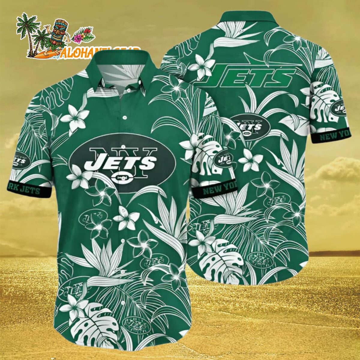 New York Jets Hawaiian Shirt White Flowers New York Jets Aloha Shirt 3