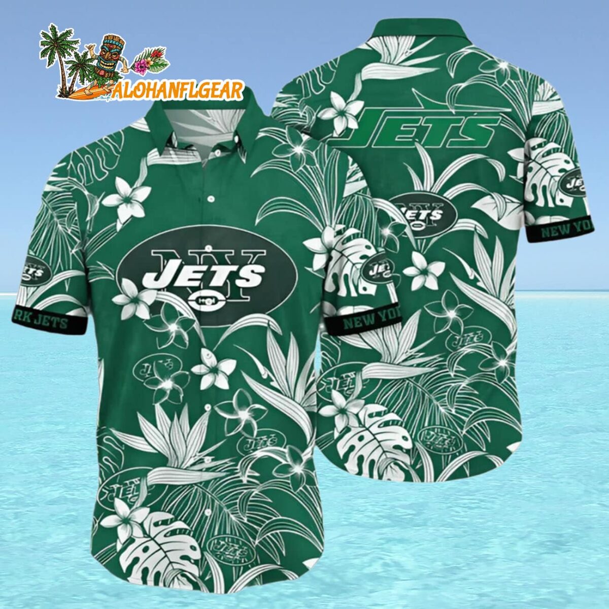 New York Jets Hawaiian Shirt White Flowers New York Jets Aloha Shirt 4