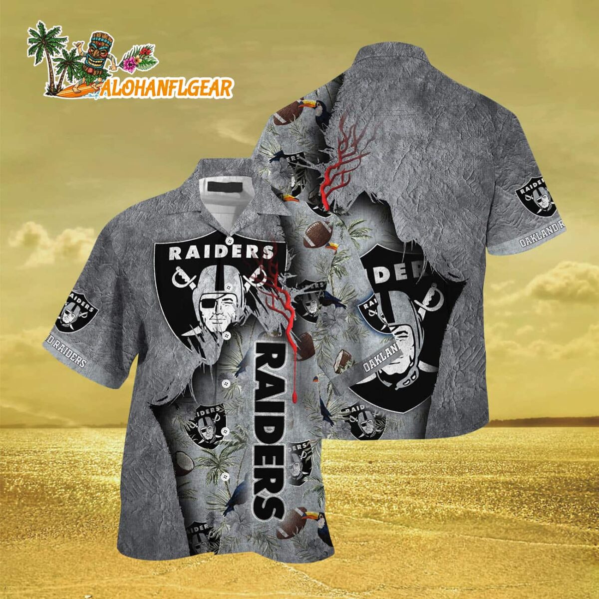 Oakland Raiders Football Team Summer God Hawaii Shirt Football NFL Hawaiian Shirt 3