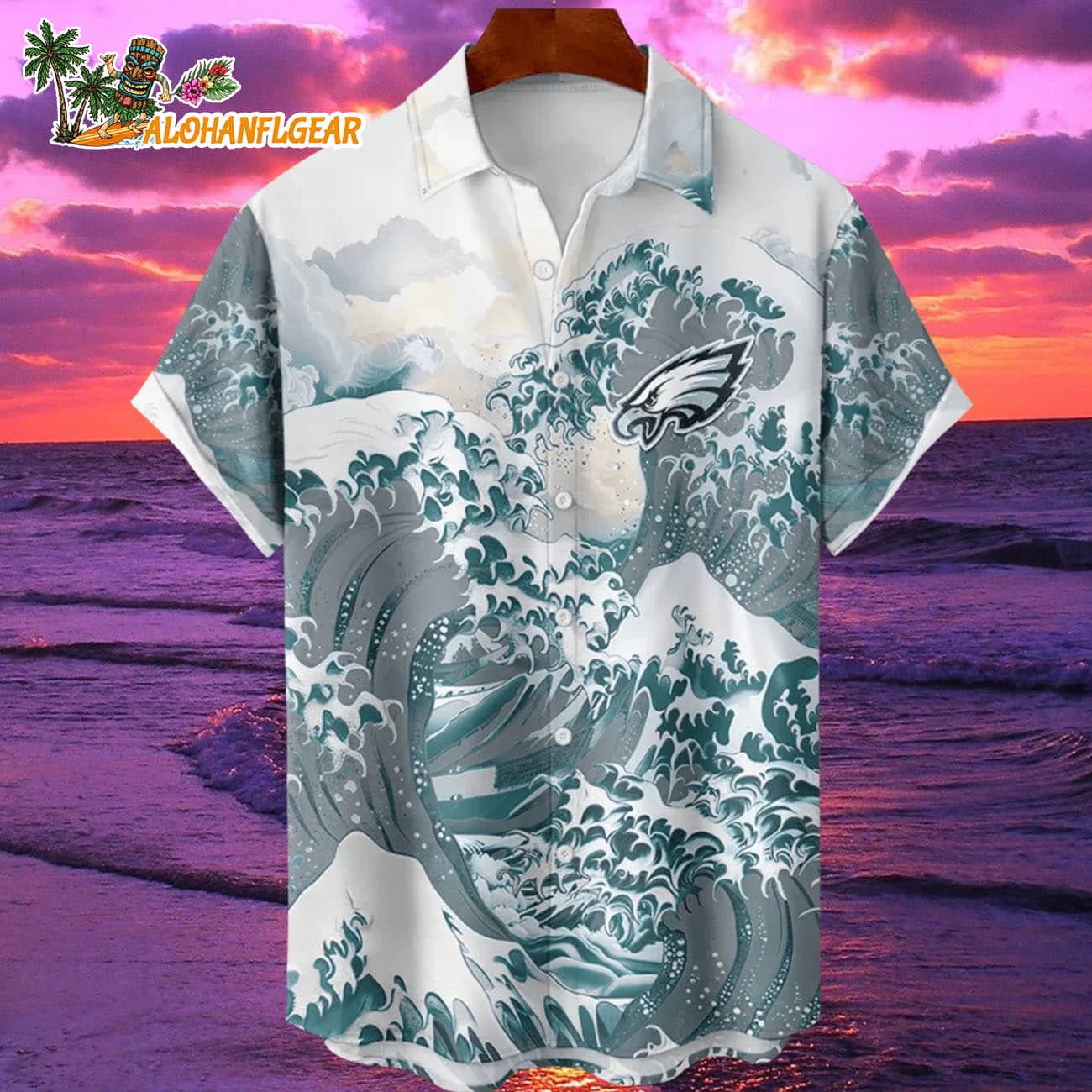 Philadelphia Eagles Great Wave Hawaiian Shirt Custom Name And Number NFL Aloha Shirt Philadelphia Eagles Great Wave Hawaiian Shirt Custom Name And Number NFL Aloha Shirt