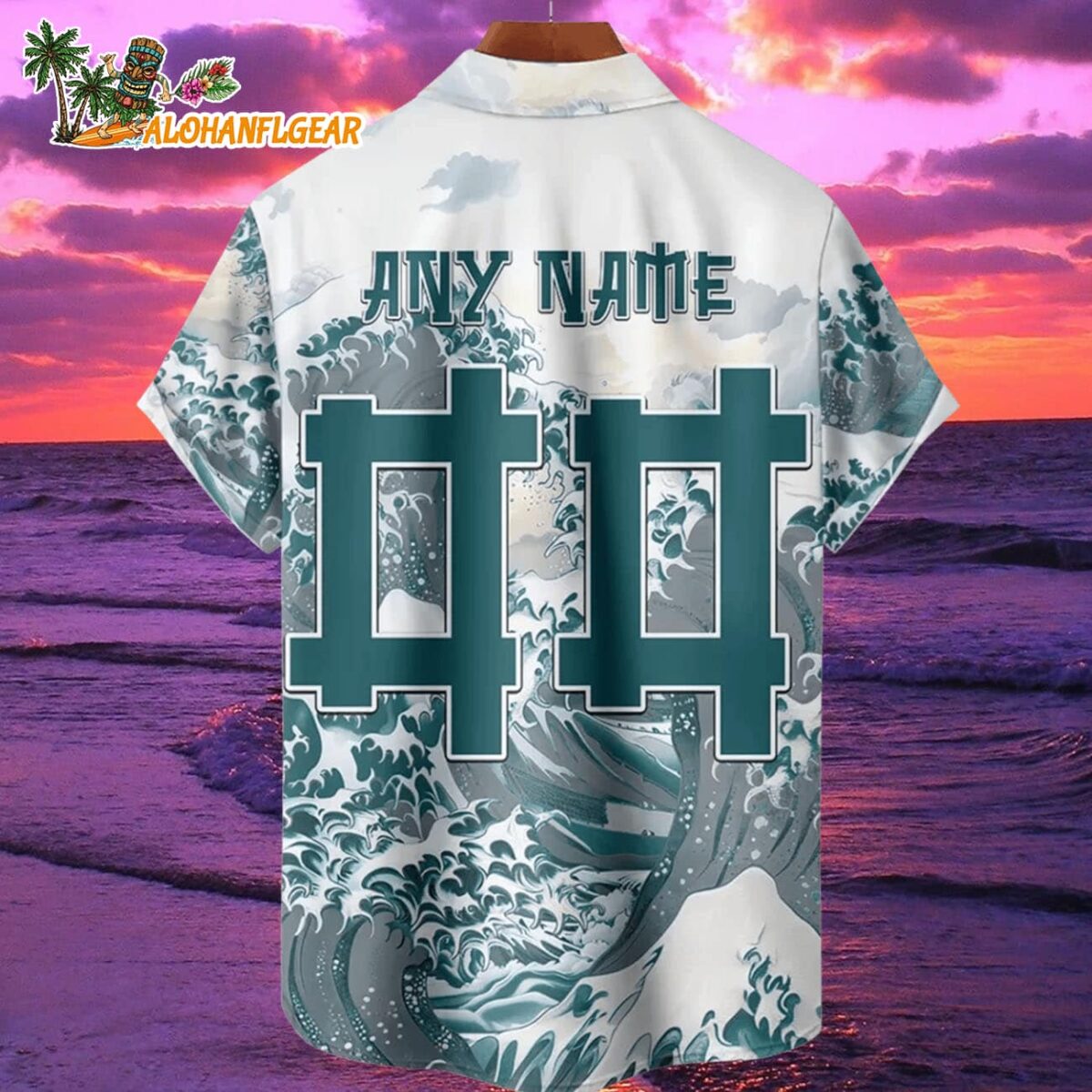 Philadelphia Eagles Great Wave Hawaiian Shirt Custom Name And Number NFL Aloha Shirt 2