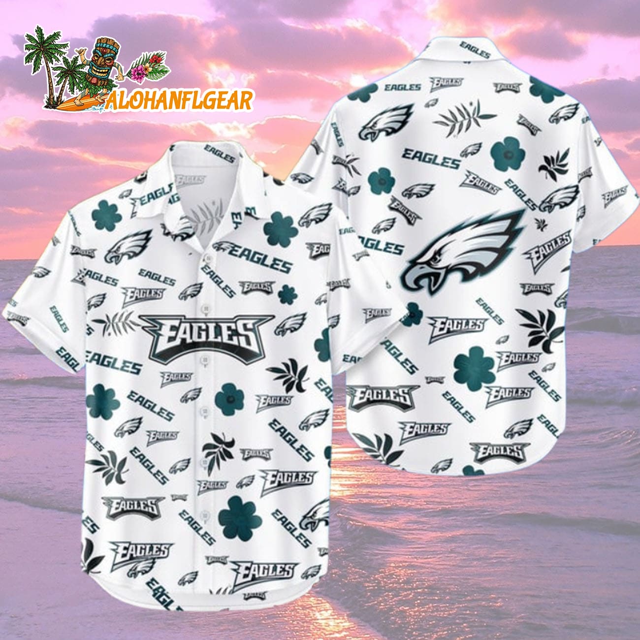 Philadelphia Eagles Hawaiian Shirt Tropical Beach, Philadelphia Eagles Aloha Shirt Philadelphia Eagles Hawaiian Shirt Tropical Beach, Philadelphia Eagles Aloha Shirt