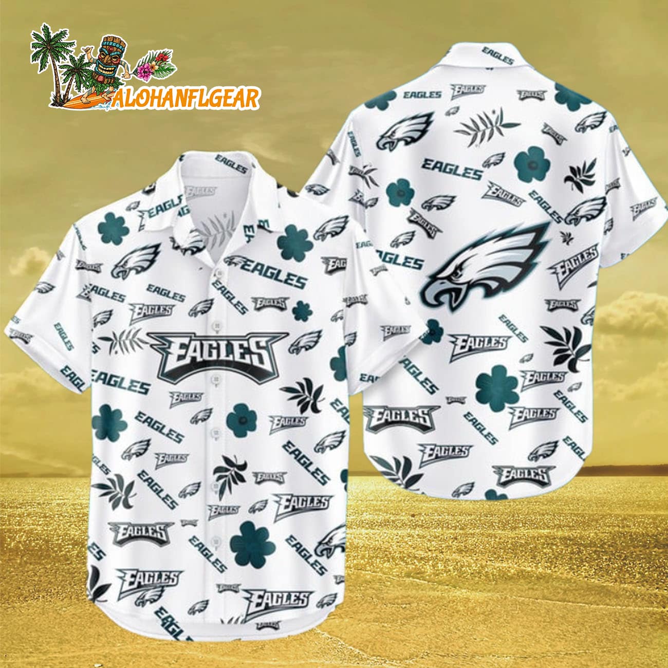 Philadelphia Eagles Hawaiian Shirt Tropical Beach, Philadelphia Eagles Aloha Shirt Philadelphia Eagles Hawaiian Shirt Tropical Beach, Philadelphia Eagles Aloha Shirt
