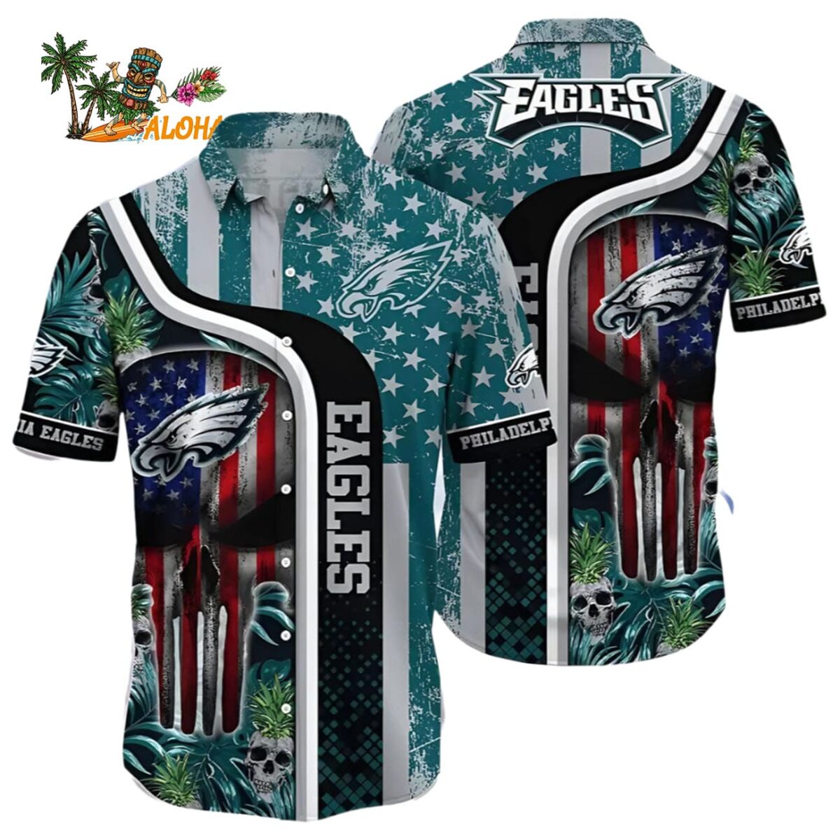 Philadelphia Eagles Hawaiian Shirt Us Flag Independence Day 4th Of July Philadelphia Eagles Aloha Shirt 1