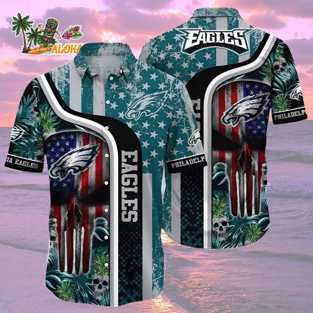Philadelphia Eagles Hawaiian Shirt Us Flag Independence Day 4th Of July Philadelphia Eagles Aloha Shirt 2