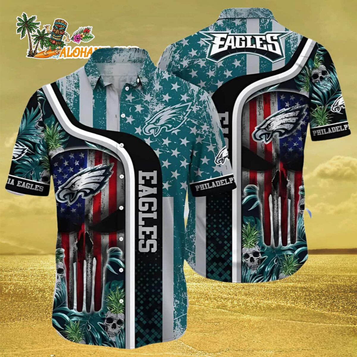 Philadelphia Eagles Hawaiian Shirt Us Flag Independence Day 4th Of July Philadelphia Eagles Aloha Shirt 3