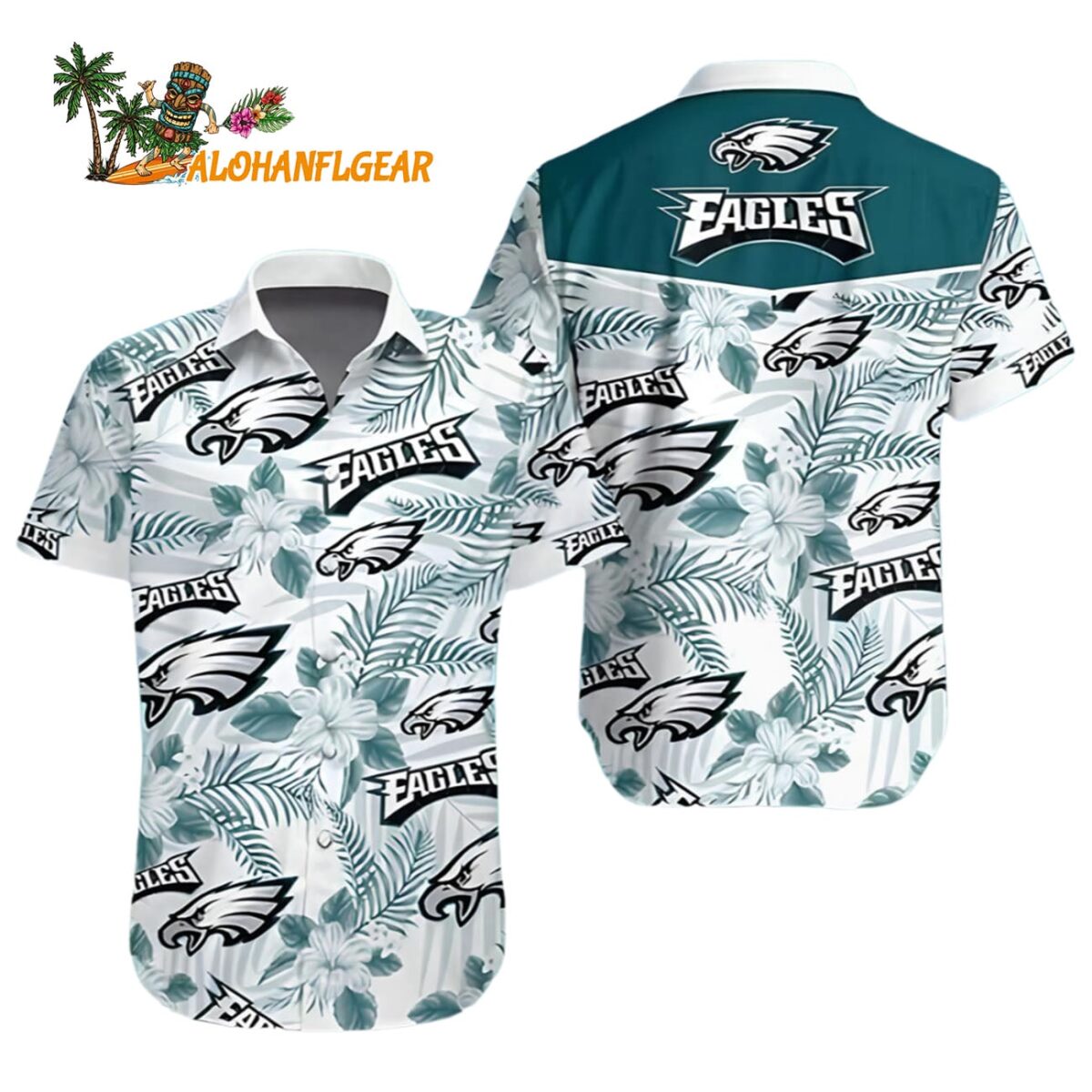 Philadelphia Eagles Shirt Mens Hibiscus Flower Pattern Philadelphia Eagles Aloha Shirt 1