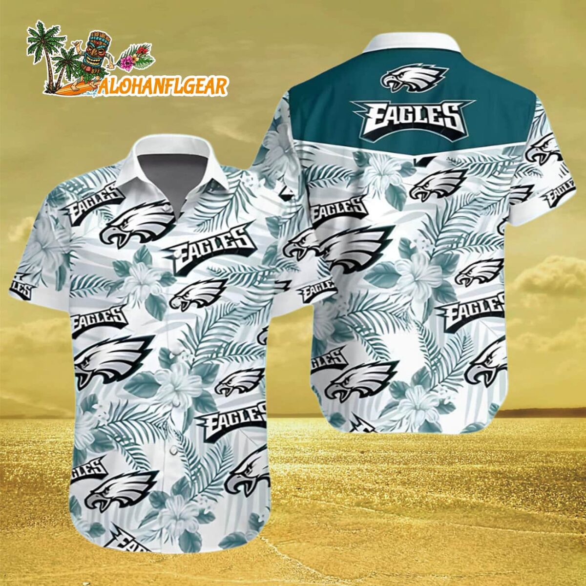 Philadelphia Eagles Shirt Mens Hibiscus Flower Pattern Philadelphia Eagles Aloha Shirt 3