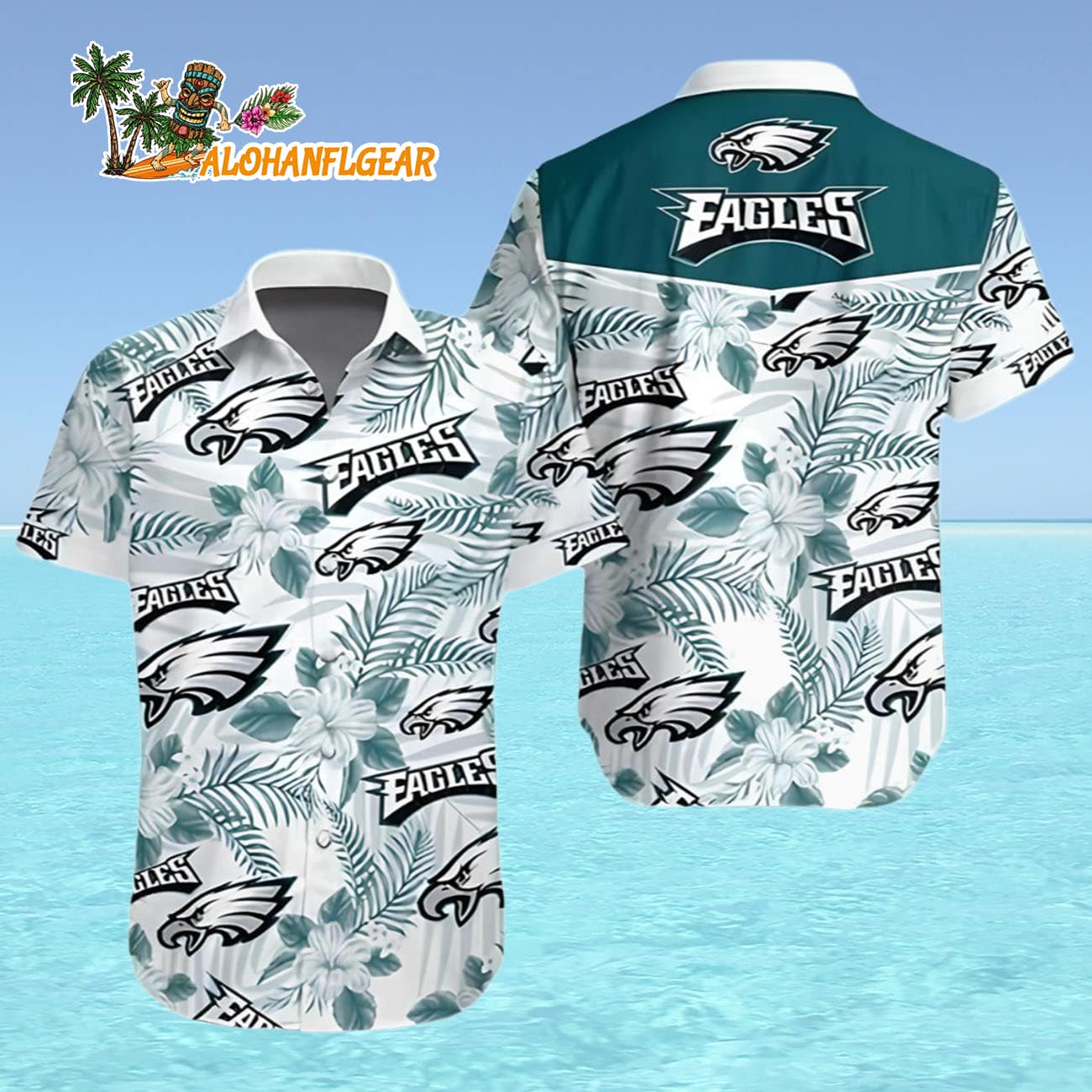 Philadelphia Eagles Shirt Mens Hibiscus Flower Pattern, Philadelphia Eagles Aloha Shirt Philadelphia Eagles Shirt Mens Hibiscus Flower Pattern, Philadelphia Eagles Aloha Shirt