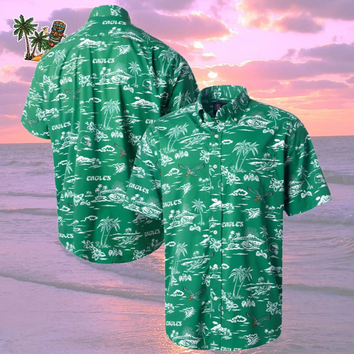 Philadelphia Eagles Super Slack Tide Omni wick Button up Shirt Philadelphia Eagles Aloha Shirt 2