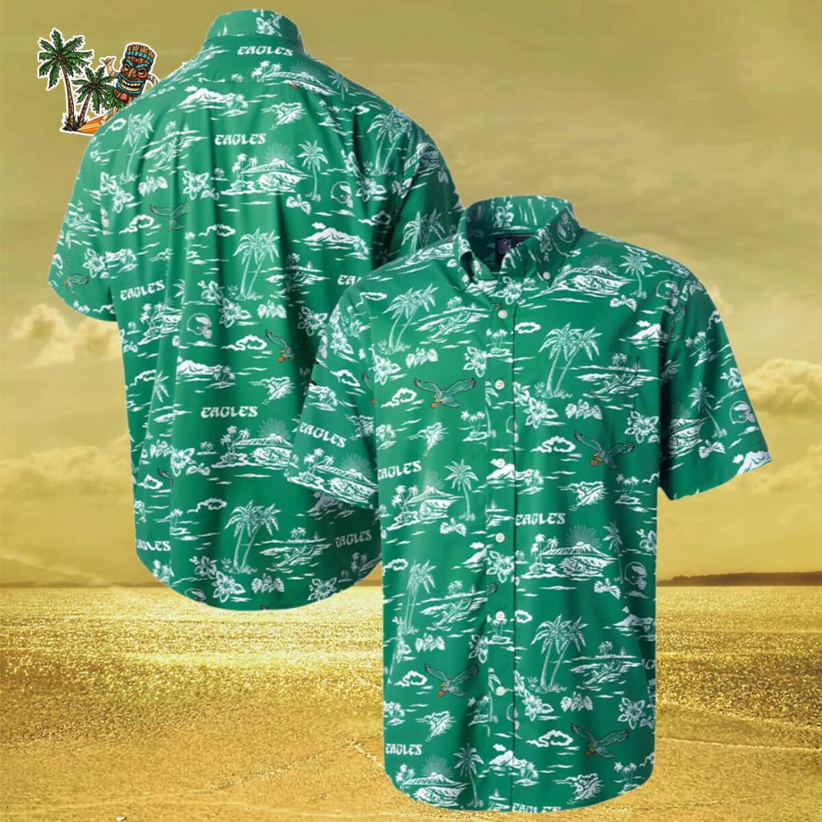 Philadelphia Eagles Super Slack Tide Omni wick Button up Shirt Philadelphia Eagles Aloha Shirt 3