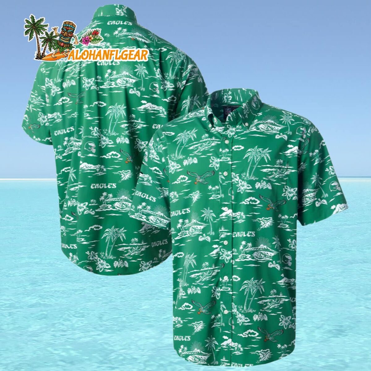 Philadelphia Eagles Super Slack Tide Omni wick Button up Shirt Philadelphia Eagles Aloha Shirt 4