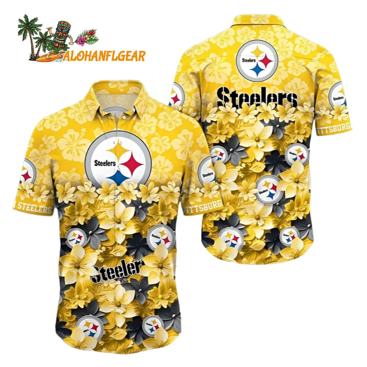 Pittsburgh Steelers Flower Hawaiian Shirt Trending Summer Pittsburgh Steelers Aloha Shirt 1