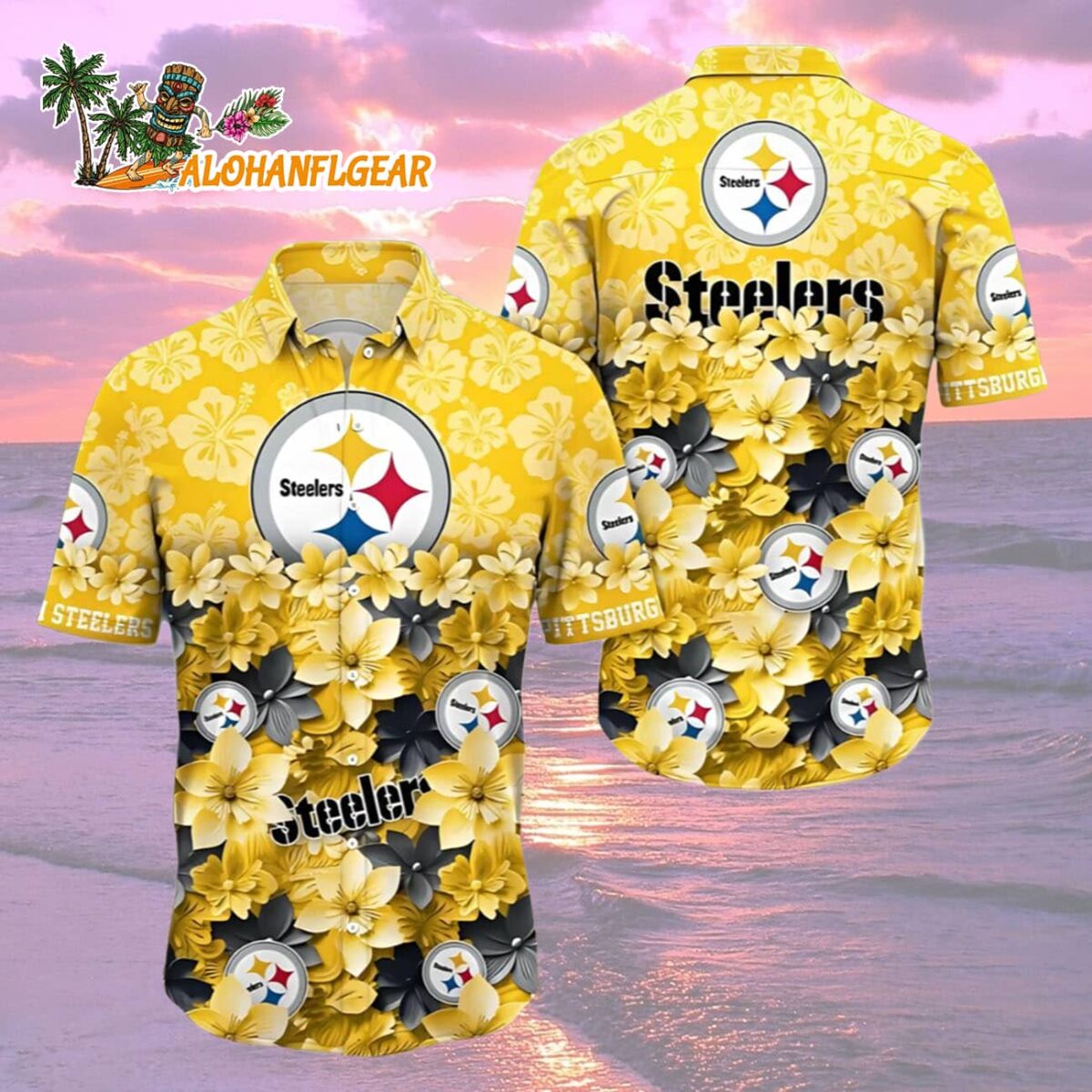Pittsburgh Steelers Flower Hawaiian Shirt Trending Summer Pittsburgh Steelers Aloha Shirt 2