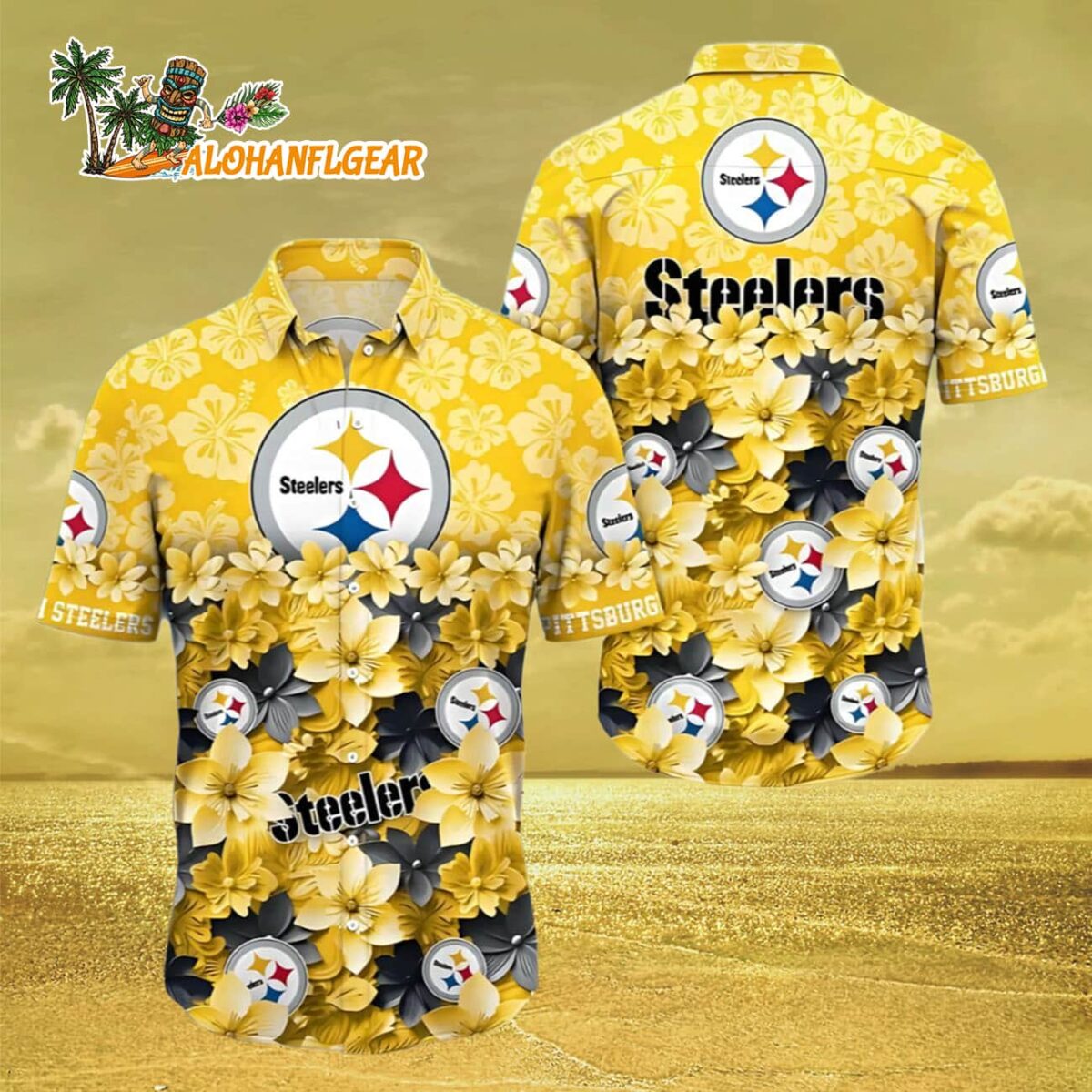 Pittsburgh Steelers Flower Hawaiian Shirt Trending Summer Pittsburgh Steelers Aloha Shirt 3