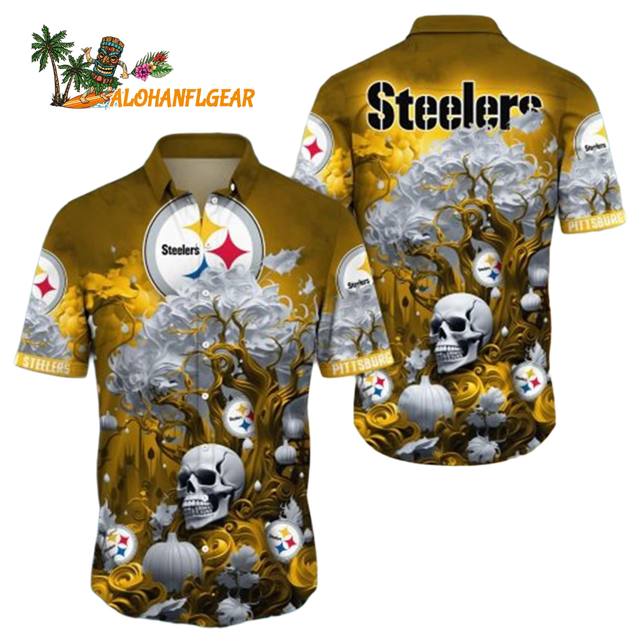 Pittsburgh Steelers Halloween Skull Pumpkin, Philadelphia Eagles Aloha Shirt Pittsburgh Steelers Halloween Skull Pumpkin, Philadelphia Eagles Aloha Shirt