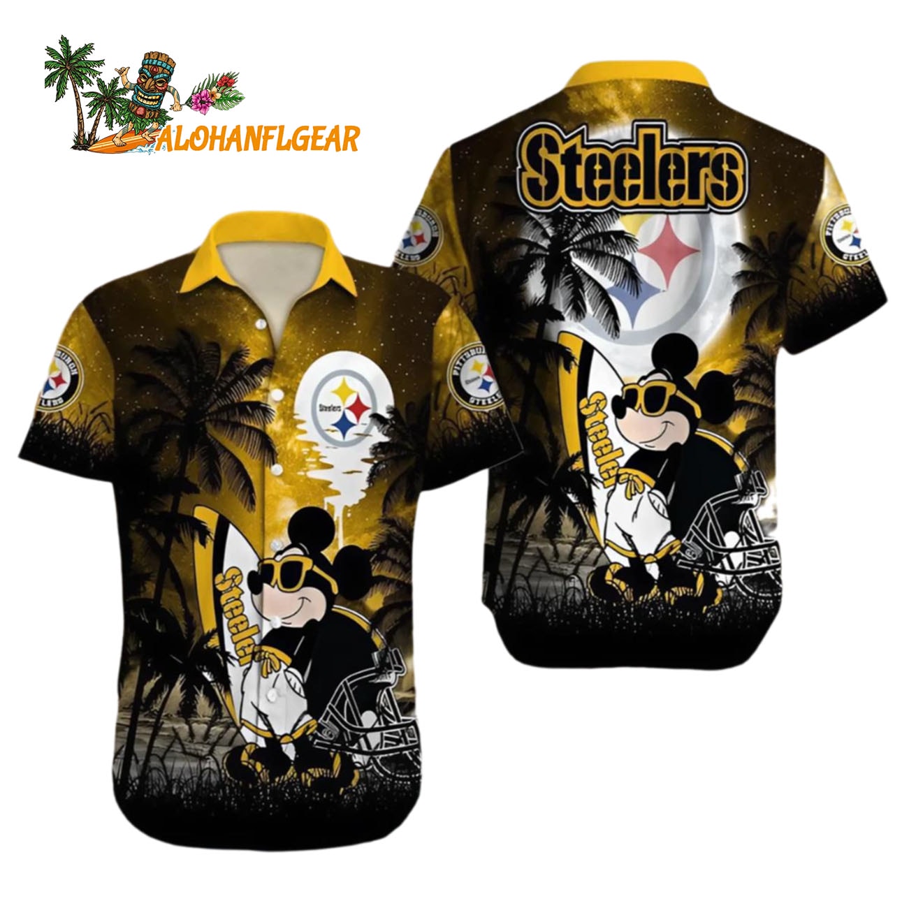 Pittsburgh Steelers Hawaiian Shirt Palm Tree Mickey, Pittsburgh Steelers Aloha Shirt Pittsburgh Steelers Hawaiian Shirt Palm Tree Mickey, Pittsburgh Steelers Aloha Shirt