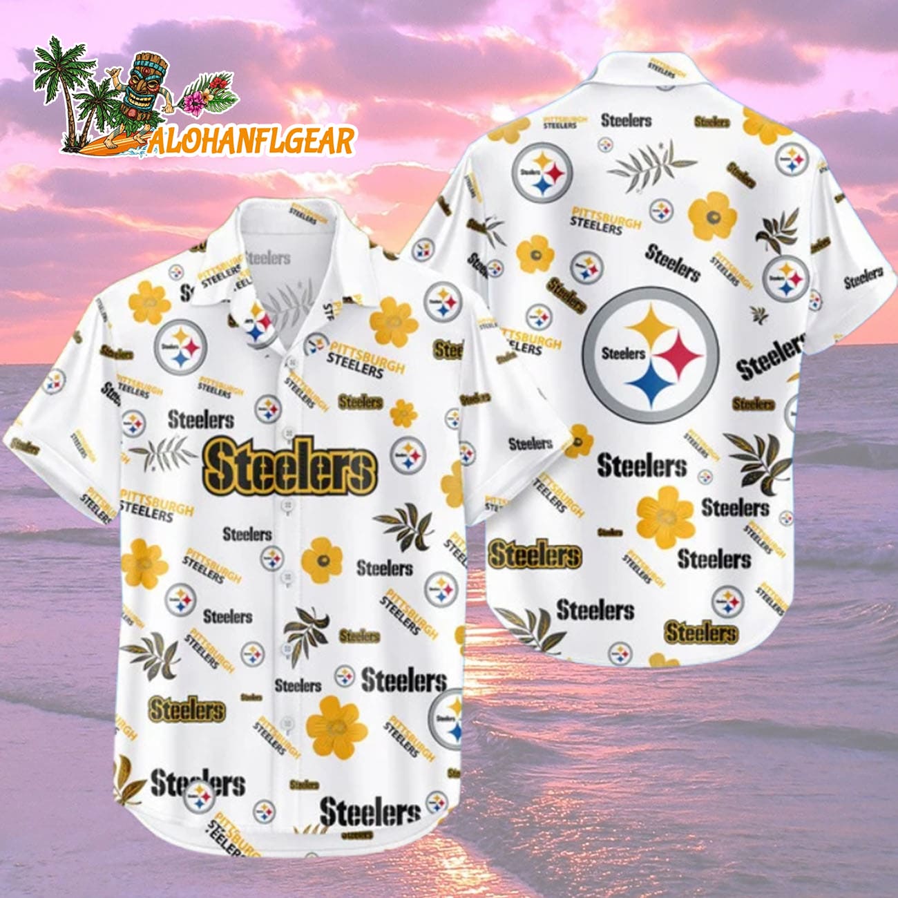 Pittsburgh Steelers Hawaiian Shirt Tropical Beach, Pittsburgh Steelers Aloha Shirt Pittsburgh Steelers Hawaiian Shirt Tropical Beach, Pittsburgh Steelers Aloha Shirt