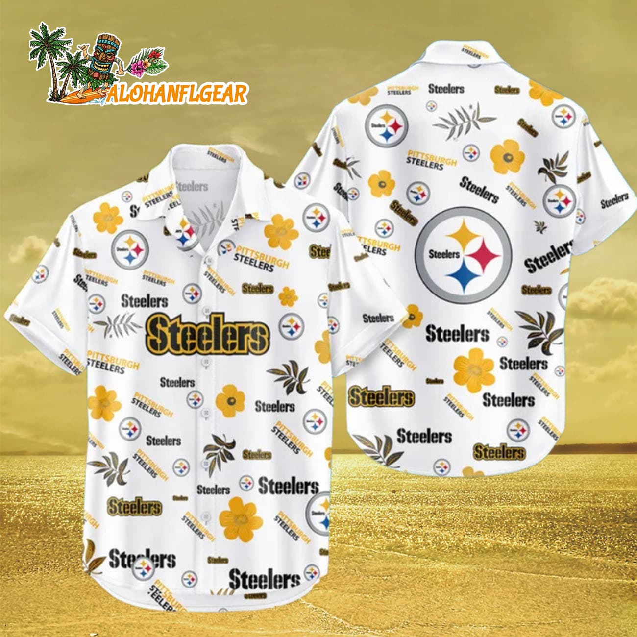 Pittsburgh Steelers Hawaiian Shirt Tropical Beach, Pittsburgh Steelers Aloha Shirt Pittsburgh Steelers Hawaiian Shirt Tropical Beach, Pittsburgh Steelers Aloha Shirt