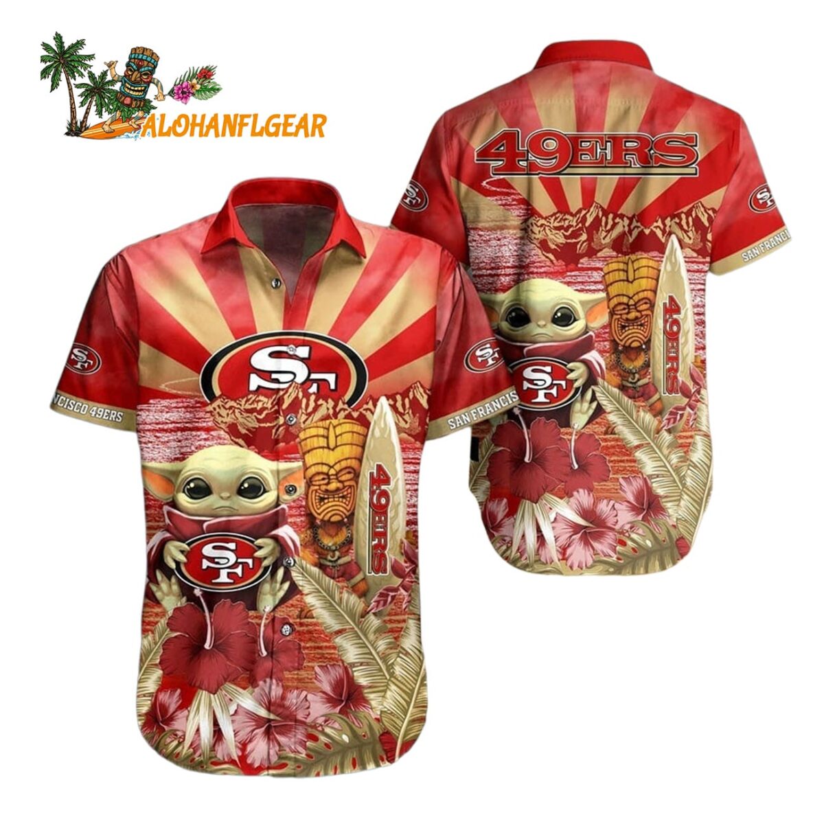 San Francisco 49Ers Baby Yoda Tropical Aloha Hawaiian Shirt For Men And Women San Francisco 49ers Aloha Shirt 1