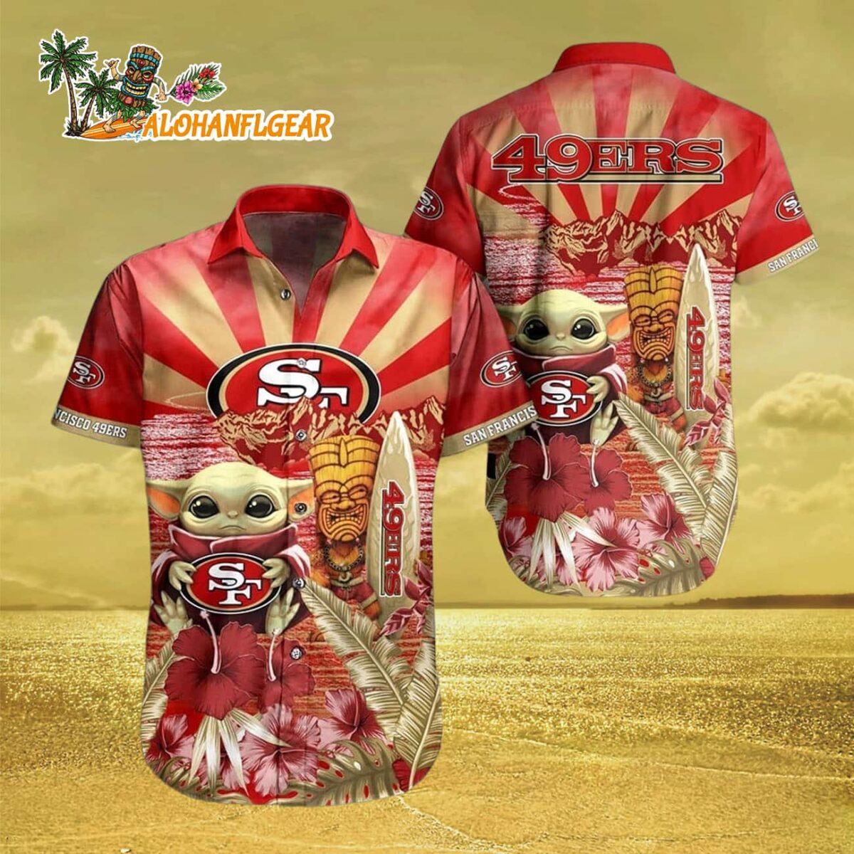 San Francisco 49Ers Baby Yoda Tropical Aloha Hawaiian Shirt For Men And Women, San Francisco 49ers Aloha Shirt 2 San Francisco 49Ers Baby Yoda Tropical Aloha Hawaiian Shirt For Men And Women San Francisco 49ers Aloha Shirt 3