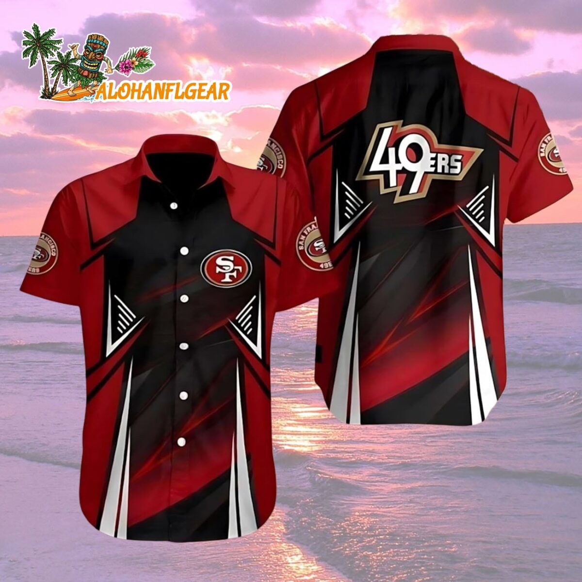 San Francisco 49ers Dynamic Play Red Black Hawaiian Shirt, San Francisco 49ers Aloha Shirt 1 San Francisco 49ers Dynamic Play Red Black Hawaiian Shirt San Francisco 49ers Aloha Shirt 2