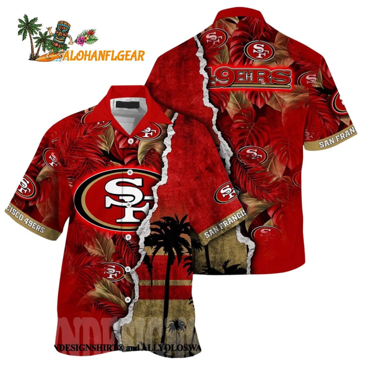 San Francisco 49ers Floral Full Printing Unisex Hawaiian Shirt San Francisco 49ers Aloha Shirt 1
