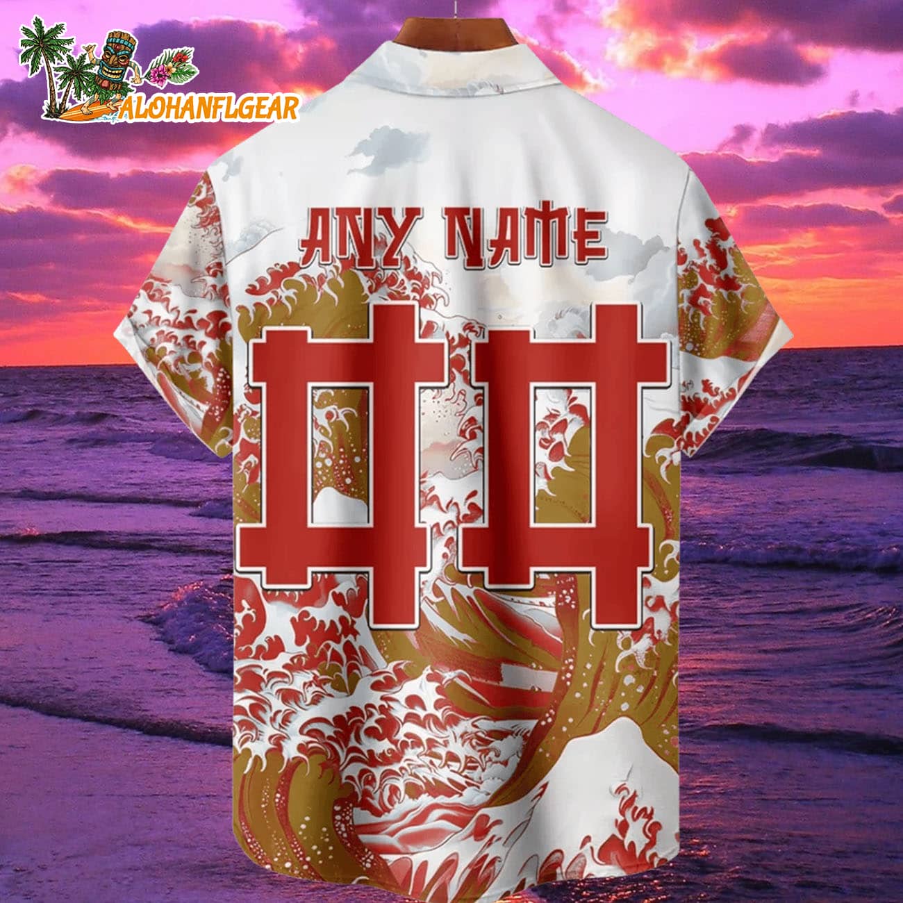 San Francisco 49ers Great Wave Hawaiian Shirt Custom Name And Number NFL Aloha Shirt San Francisco 49ers Great Wave Hawaiian Shirt Custom Name And Number NFL Aloha Shirt
