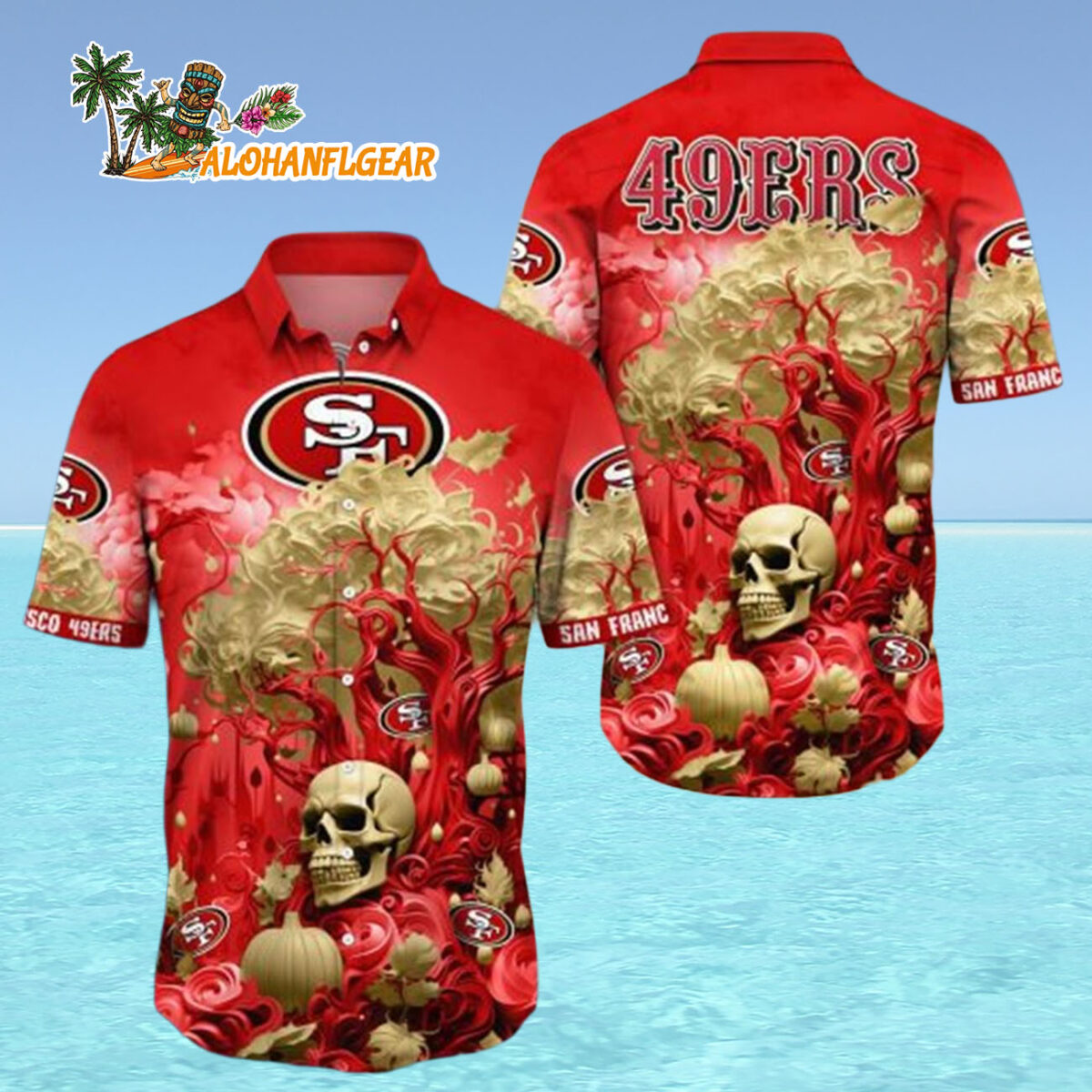 San Francisco 49ers Halloween Skull Pumpkin San Francisco 49ers Aloha Shirt 4 San Francisco 49ers Halloween Skull Pumpkin San Francisco 49ers Aloha Shirt 4