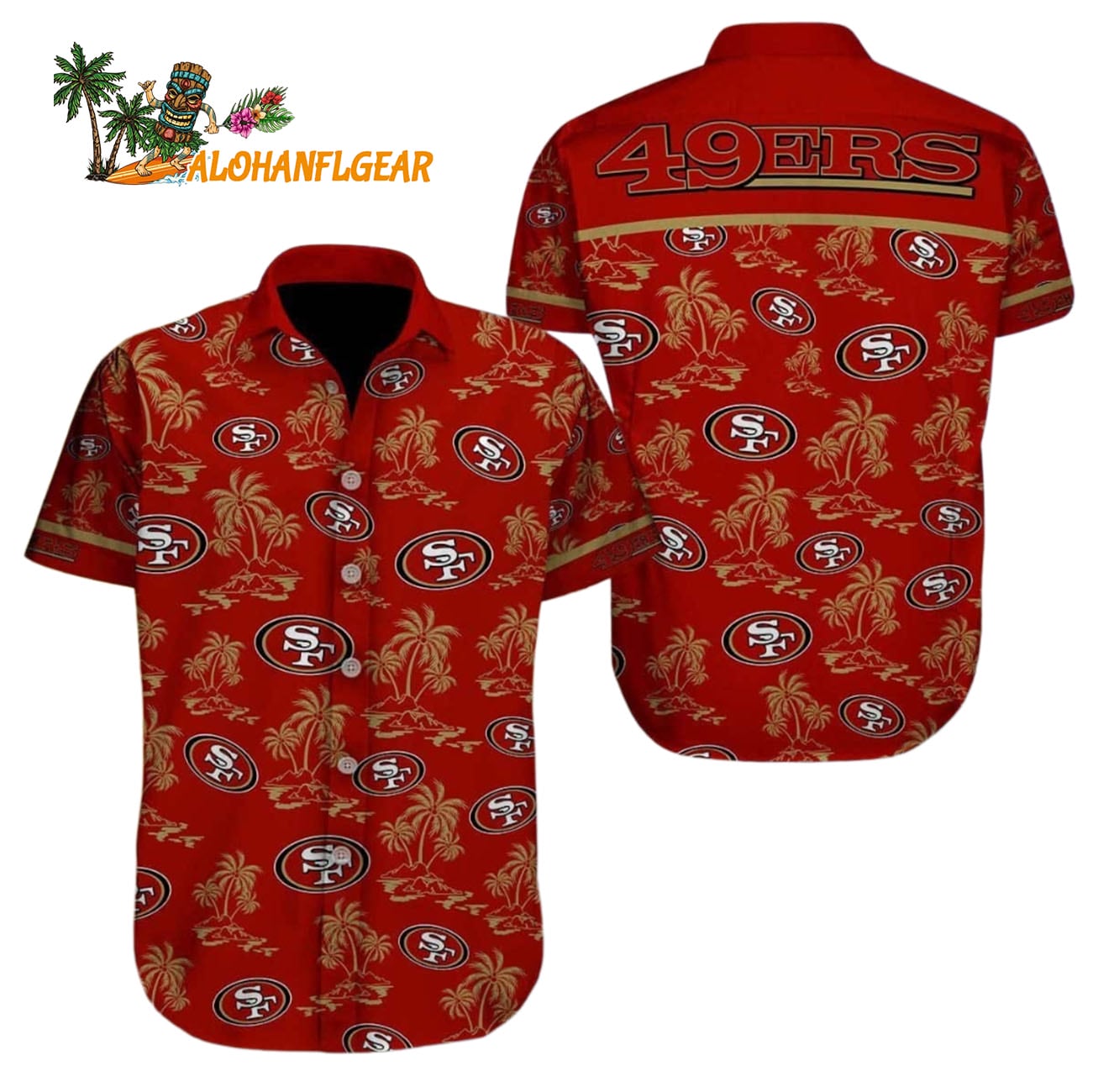 San Francisco 49ers Hawaiian Shirt Island Pattern Summer Beach Gift, San Francisco 49ers Aloha Shirt San Francisco 49ers Hawaiian Shirt Island Pattern Summer Beach Gift, San Francisco 49ers Aloha Shirt