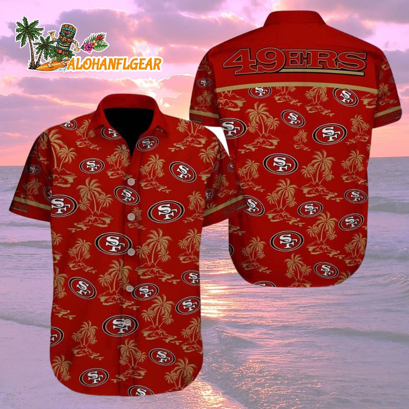 San Francisco 49ers Hawaiian Shirt Island Pattern Summer Beach Gift, San Francisco 49ers Aloha Shirt San Francisco 49ers Hawaiian Shirt Island Pattern Summer Beach Gift, San Francisco 49ers Aloha Shirt