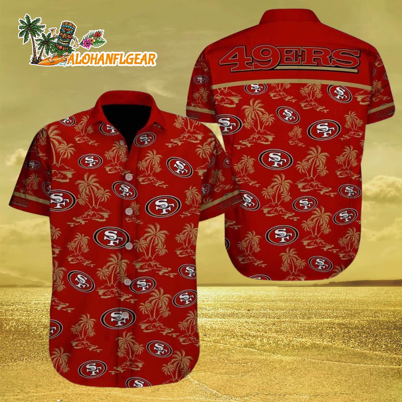 San Francisco 49ers Hawaiian Shirt Island Pattern Summer Beach Gift, San Francisco 49ers Aloha Shirt San Francisco 49ers Hawaiian Shirt Island Pattern Summer Beach Gift, San Francisco 49ers Aloha Shirt