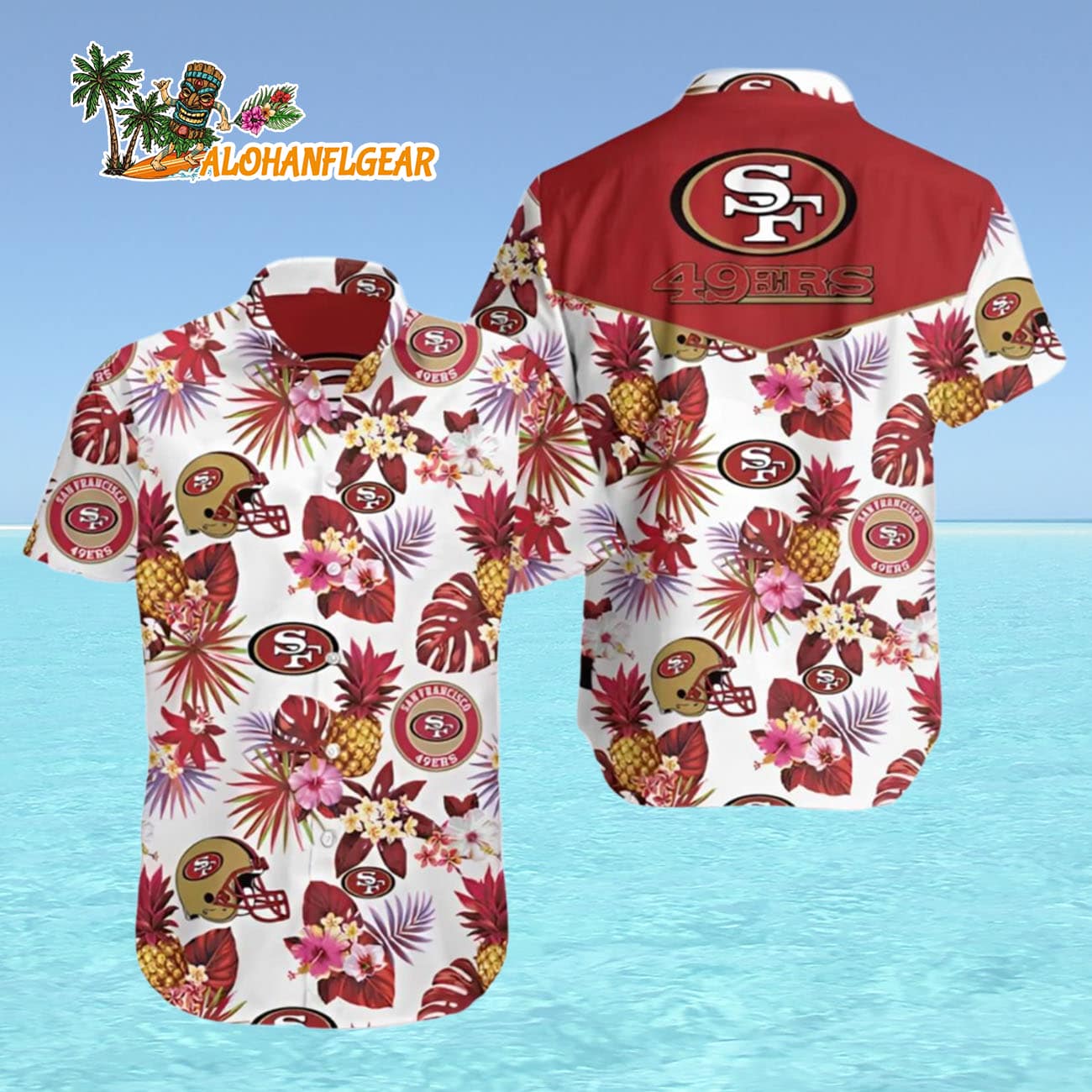 San Francisco 49ers Hawaiian Shirt Pineapple And Floral Motifs, San Francisco 49ers Aloha Shirt San Francisco 49ers Hawaiian Shirt Pineapple And Floral Motifs, San Francisco 49ers Aloha Shirt