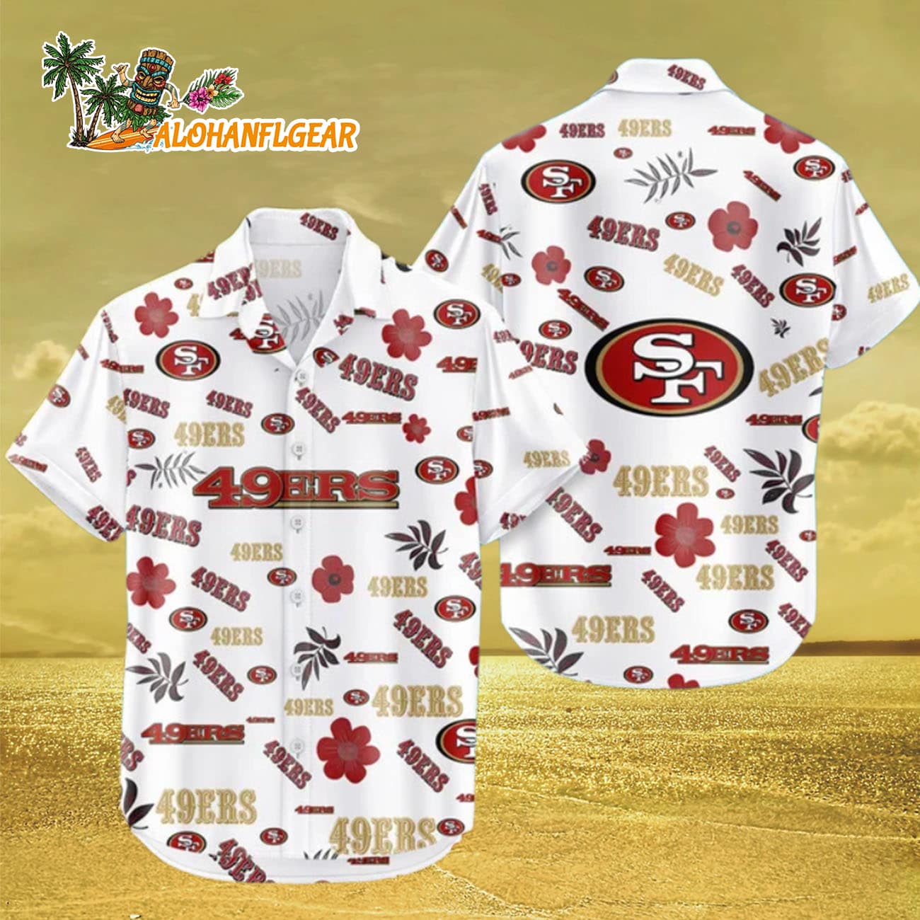 San Francisco 49ers Hawaiian Shirt Tropical Beach, San Francisco 49ers Aloha Shirt San Francisco 49ers Hawaiian Shirt Tropical Beach, San Francisco 49ers Aloha Shirt