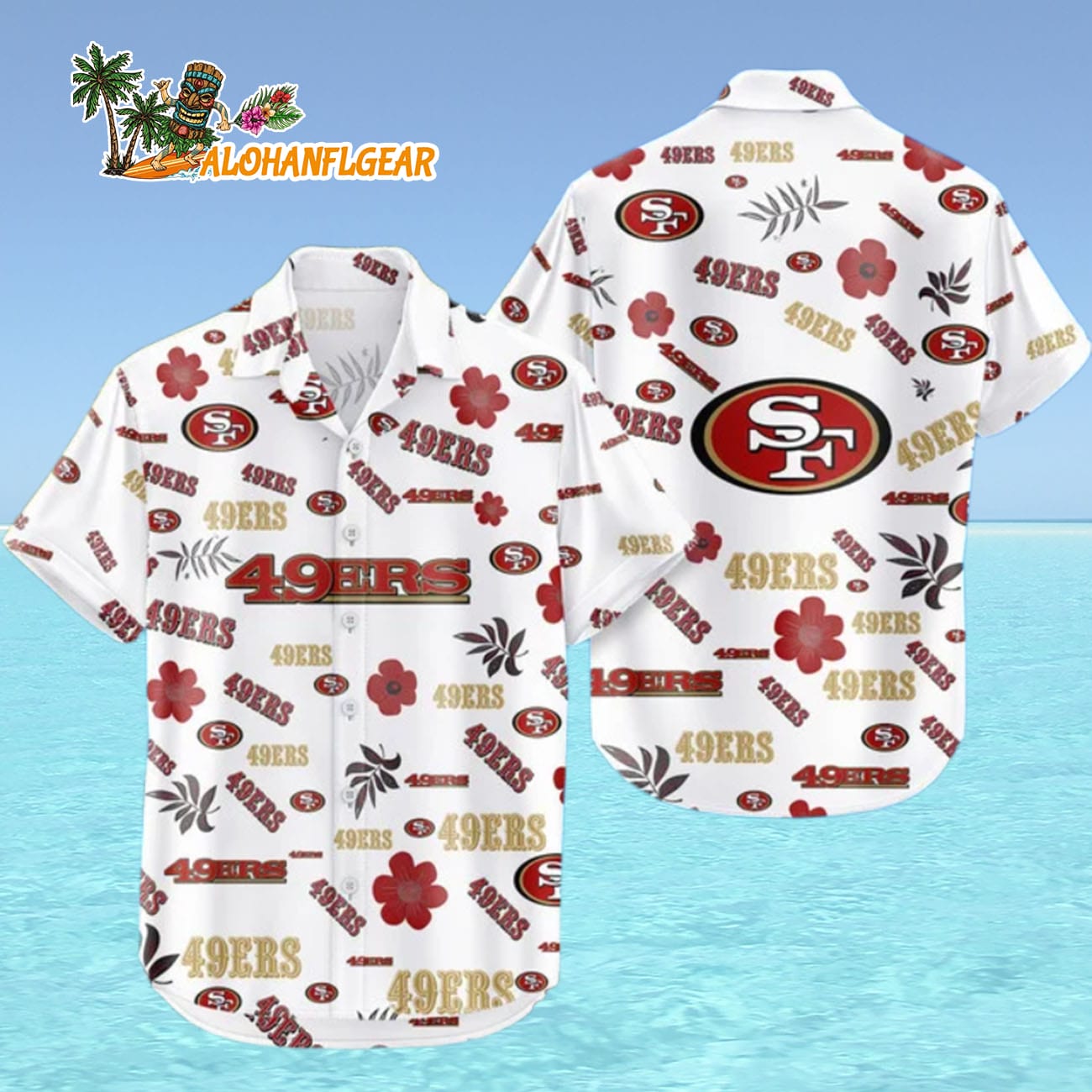 San Francisco 49ers Hawaiian Shirt Tropical Beach, San Francisco 49ers Aloha Shirt San Francisco 49ers Hawaiian Shirt Tropical Beach, San Francisco 49ers Aloha Shirt