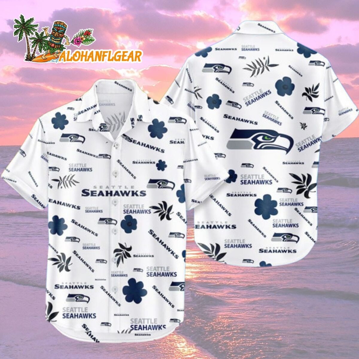 Seattle Seahawks Hawaiian Shirt Tropical Beach Seattle Seahawks Aloha Shirt 2