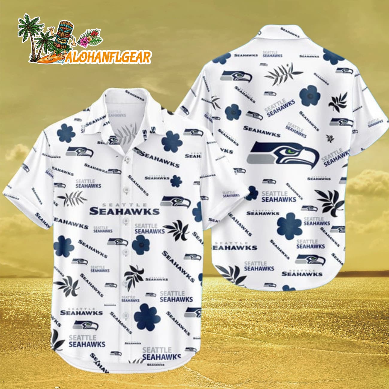 Seattle Seahawks Hawaiian Shirt Tropical Beach, Seattle Seahawks Aloha Shirt Seattle Seahawks Hawaiian Shirt Tropical Beach, Seattle Seahawks Aloha Shirt
