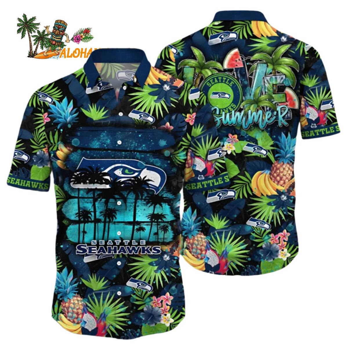 Seattle Seahawks Love Summer Beach Seattle Seahawks Aloha Shirt 1