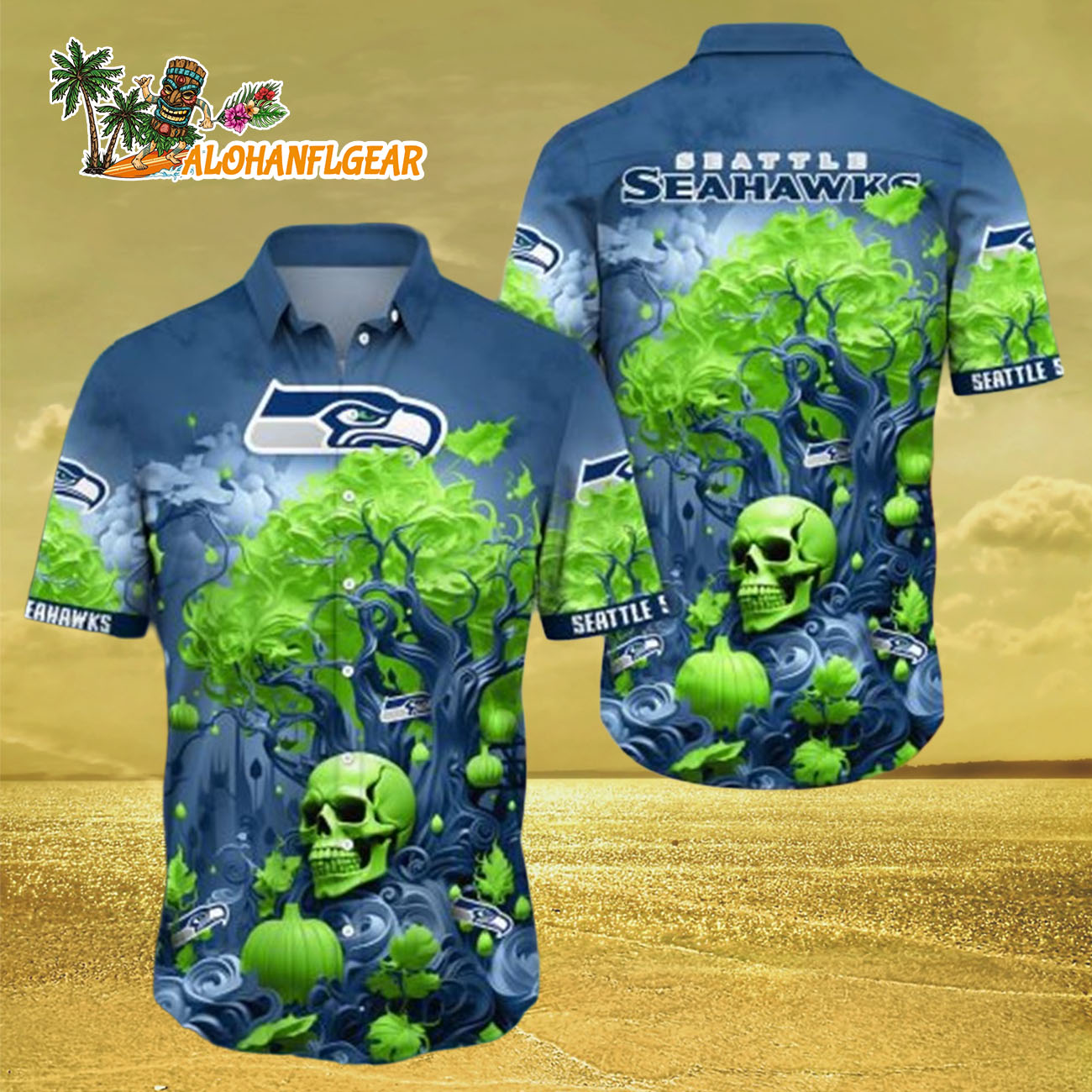 Seattle Seahawks Halloween Skull Pumpkin, Seattle seahawks Aloha Shirt Seattle Seahawks Halloween Skull Pumpkin, Seattle seahawks Aloha Shirt
