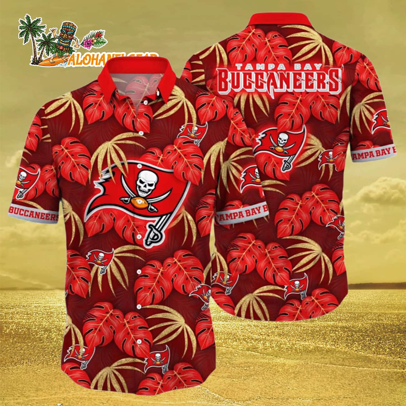 Tampa Bay Buccaneers Hawaiian Shirt Red Palm Leaf, Tampa Bay Aloha Shirt Tampa Bay Buccaneers Hawaiian Shirt Red Palm Leaf, Tampa Bay Aloha Shirt