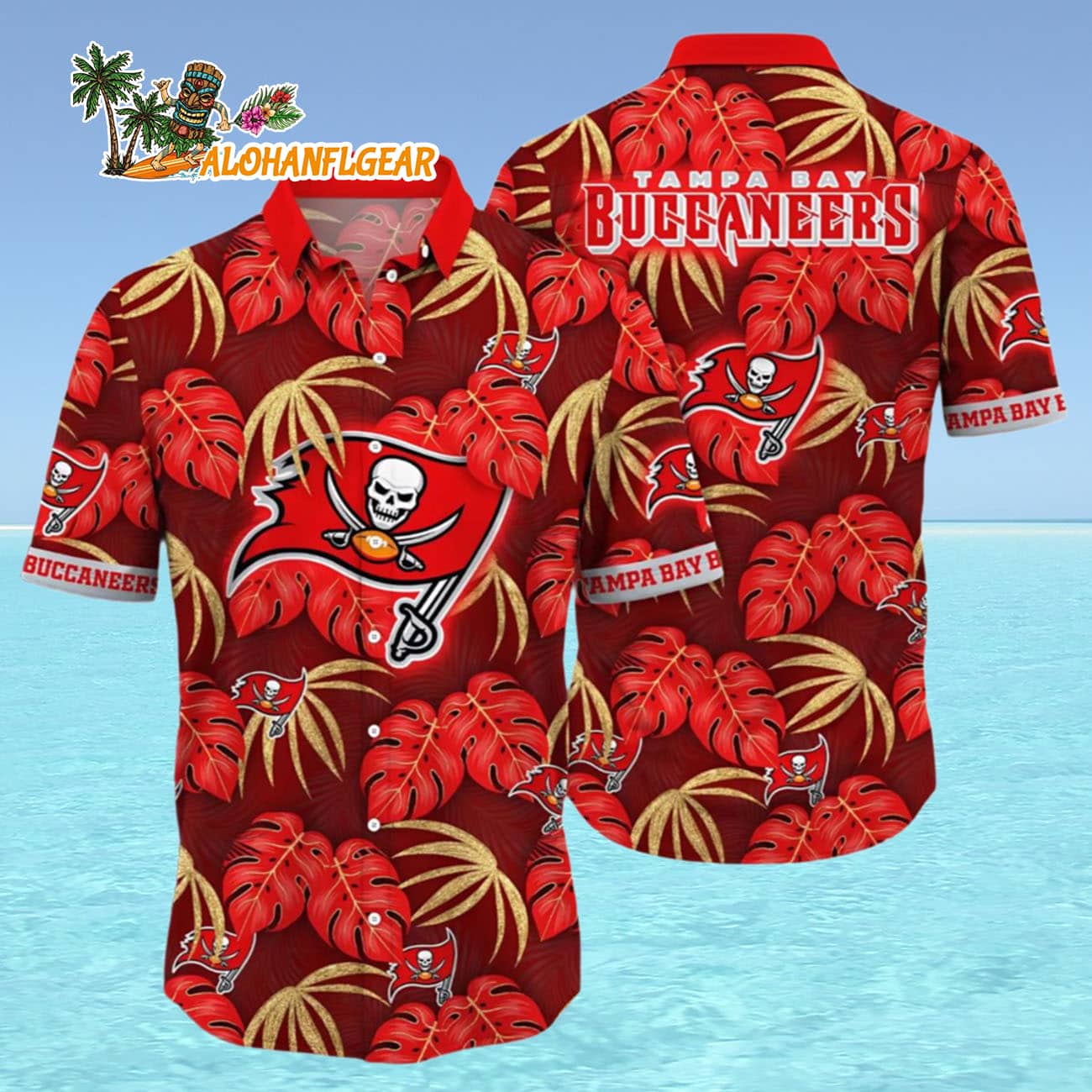 Tampa Bay Buccaneers Hawaiian Shirt Red Palm Leaf, Tampa Bay Aloha Shirt Tampa Bay Buccaneers Hawaiian Shirt Red Palm Leaf, Tampa Bay Aloha Shirt
