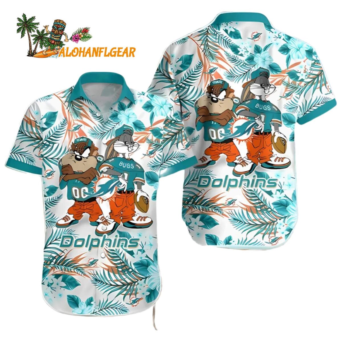 Taz And Bugs Miami Dolphins Hawaiian Shirt Gift Miami Dolphins Aloha Shirt 1