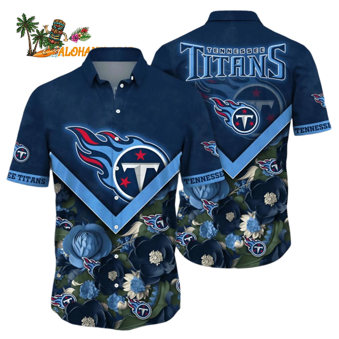 Tennessee Titans Hawaiian Shirt Navy Blue Floral Paradise, Tennessee Titans Aloha Shirt Tennessee Titans Hawaiian Shirt Navy Blue Floral Paradise, Tennessee Titans Aloha Shirt