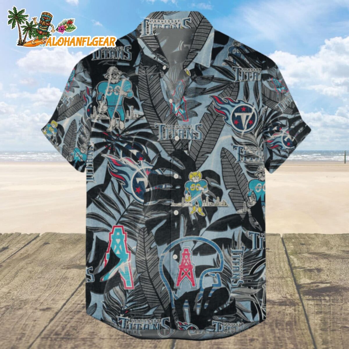 Tennessee Titans Hawaiian Shirt Retro Logo Revolution NFL Aloha Shirt 2025 1