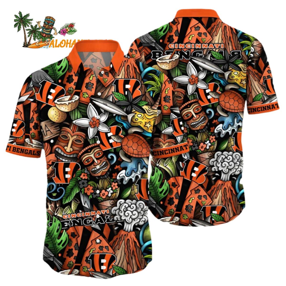 Tiki Cincinnati Bengals Hawaiian Shirt For Men And Women Cincinnati Bengals Aloha Shirt 1