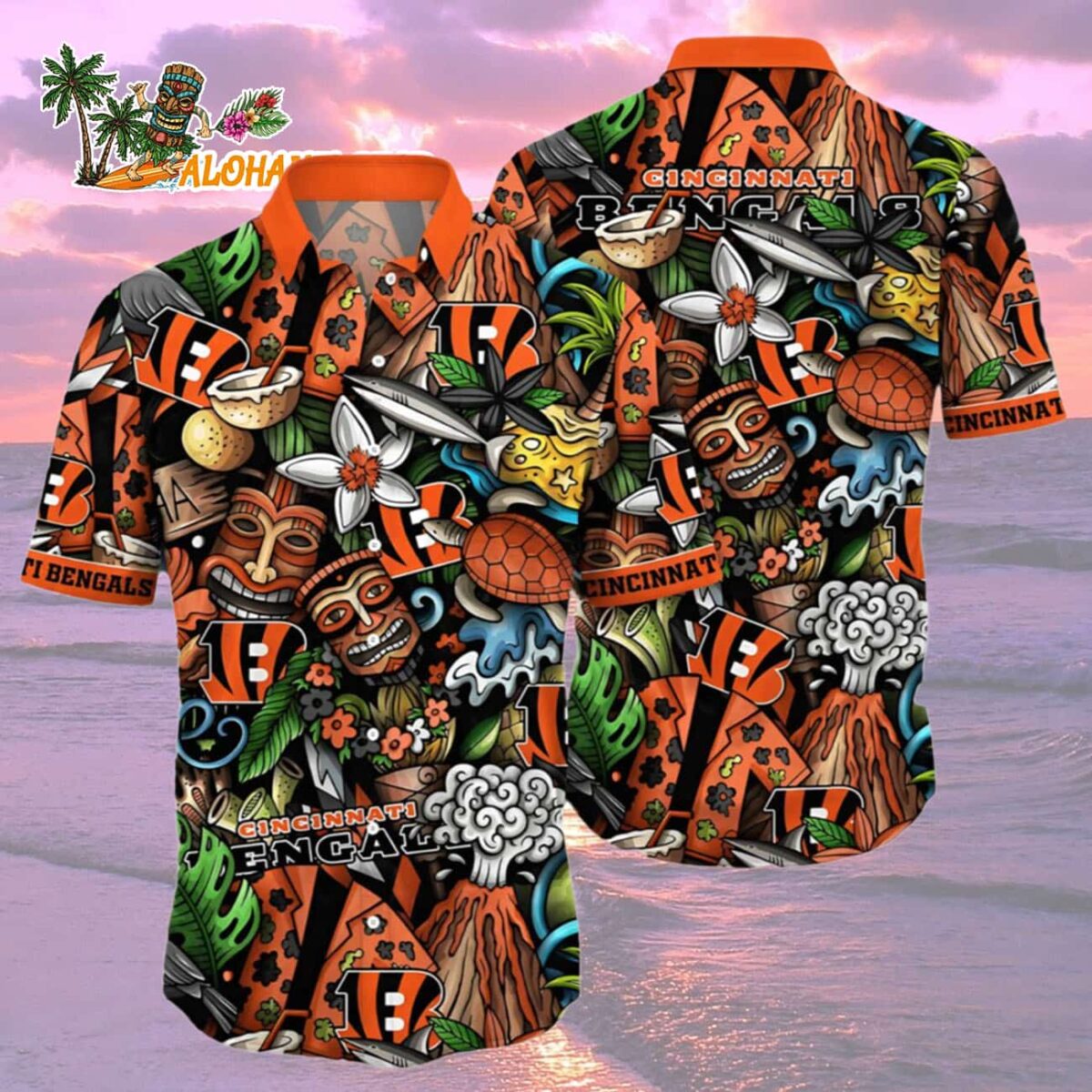 Tiki Cincinnati Bengals Hawaiian Shirt For Men And Women Cincinnati Bengals Aloha Shirt 2