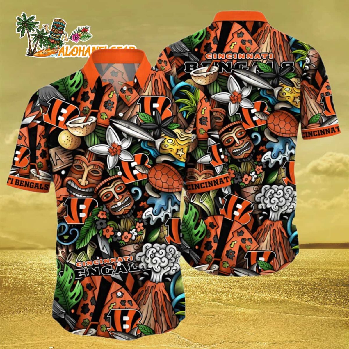 Tiki Cincinnati Bengals Hawaiian Shirt For Men And Women Cincinnati Bengals Aloha Shirt 3