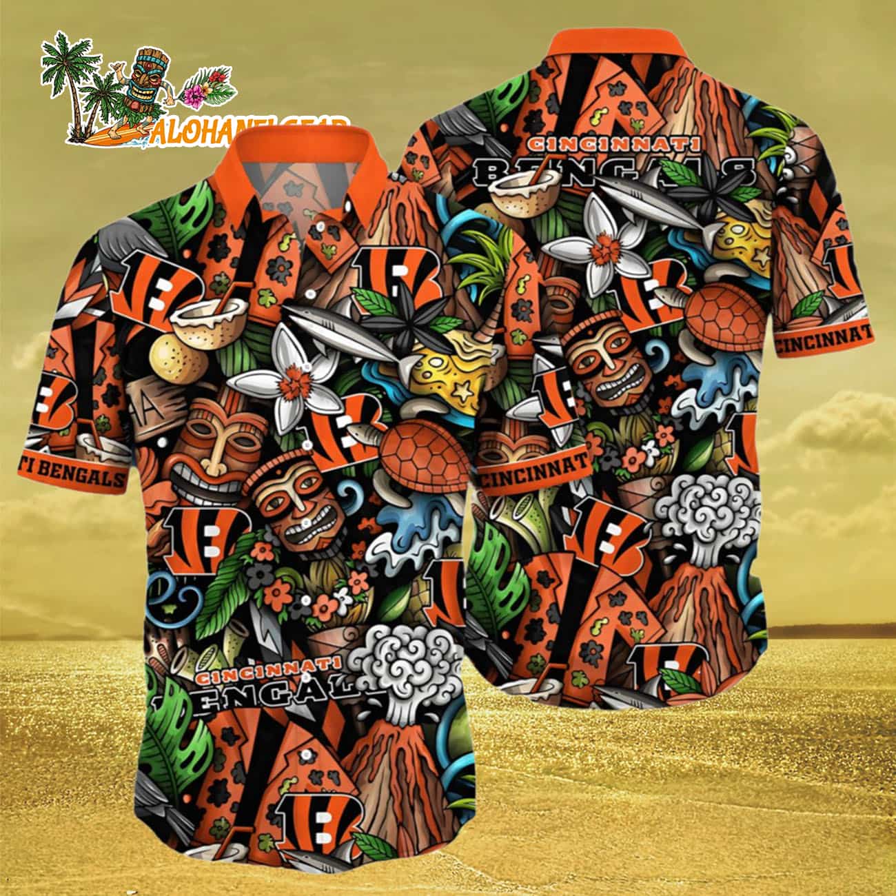 Tiki Cincinnati Bengals Hawaiian Shirt For Men And Women, Cincinnati Bengals Aloha Shirt Tiki Cincinnati Bengals Hawaiian Shirt For Men And Women, Cincinnati Bengals Aloha Shirt