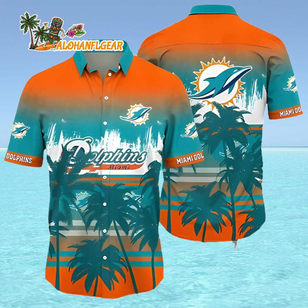 Tropical Summer Sunset Miami Dolphins Hawaiian Shirt, Miami Dolphins Aloha Shirt Tropical Summer Sunset Miami Dolphins Hawaiian Shirt, Miami Dolphins Aloha Shirt